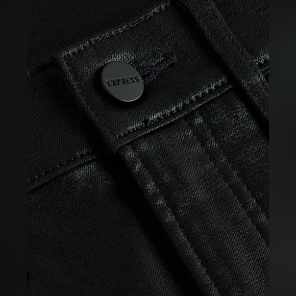 🎯 3 for 30🎯Express Super High Waisted Black Coated ‘90s Slim Jeans Size 10Long - Picture 5 of 8